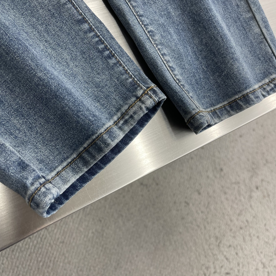 워싱 데님 스트레치 슬림 스트레이트 팬츠