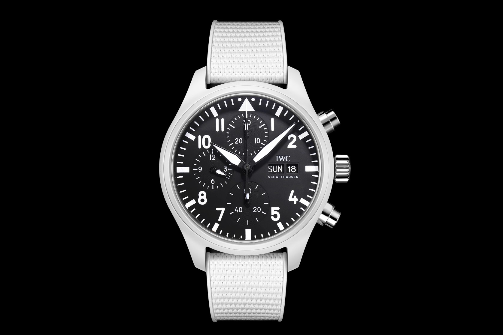 파일럿 크로노그래프 탑건 블랙 다이얼 레이크 타호 스페셜 에디션 / TW IW389105 / 44mm / 크기 44mm 두께 15.7mm, Cal.7750 무브