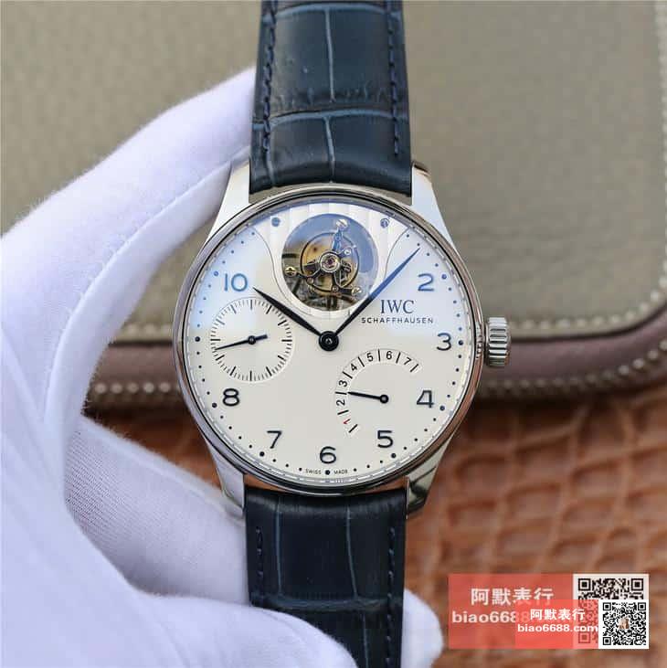 포르투기저 레트로그레이드 투르비옹 화이트 다이얼 레더 스트랩 / ZF IW504202 / 44mm / 크기 44mm , 스위스 ETA 자동 복잡 투르비용 무브먼트