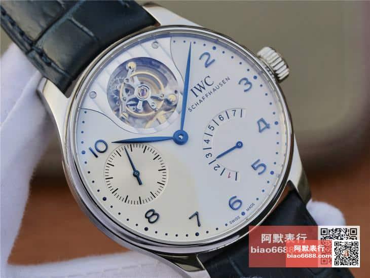 포르투기저 레트로그레이드 투르비옹 화이트 다이얼 레더 스트랩 / ZF IW504202 / 44mm / 크기 44mm , 스위스 ETA 자동 복잡 투르비용 무브먼트