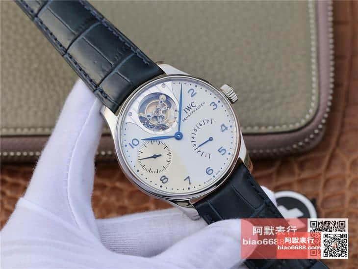 포르투기저 레트로그레이드 투르비옹 화이트 다이얼 레더 스트랩 / ZF IW504202 / 44mm / 크기 44mm , 스위스 ETA 자동 복잡 투르비용 무브먼트