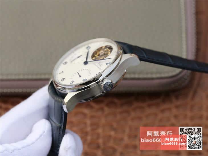 포르투기저 레트로그레이드 투르비옹 화이트 다이얼 레더 스트랩 / ZF IW504202 / 44mm / 크기 44mm , 스위스 ETA 자동 복잡 투르비용 무브먼트