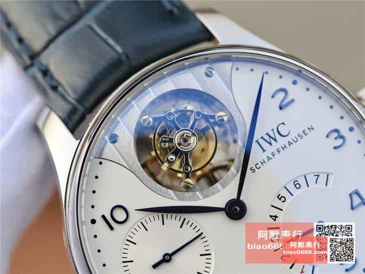 포르투기저 레트로그레이드 투르비옹 화이트 다이얼 레더 스트랩 / ZF IW504202 / 44mm / 크기 44mm , 스위스 ETA 자동 복잡 투르비용 무브먼트