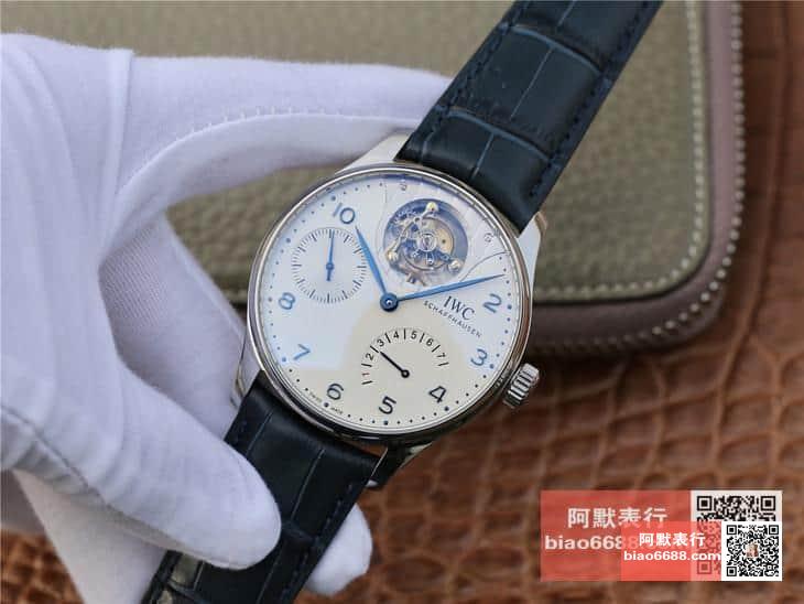 포르투기저 레트로그레이드 투르비옹 화이트 다이얼 레더 스트랩 / ZF IW504202 / 44mm / 크기 44mm , 스위스 ETA 자동 복잡 투르비용 무브먼트