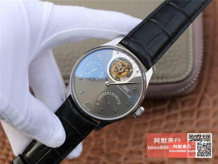 포르투기저 레트로그레이드 투르비옹 화이트 다이얼 레더 스트랩 / ZF IW504207 / 44mm / 크기 44mm , 스위스 ETA 자동 복잡 투르비용 무브먼트