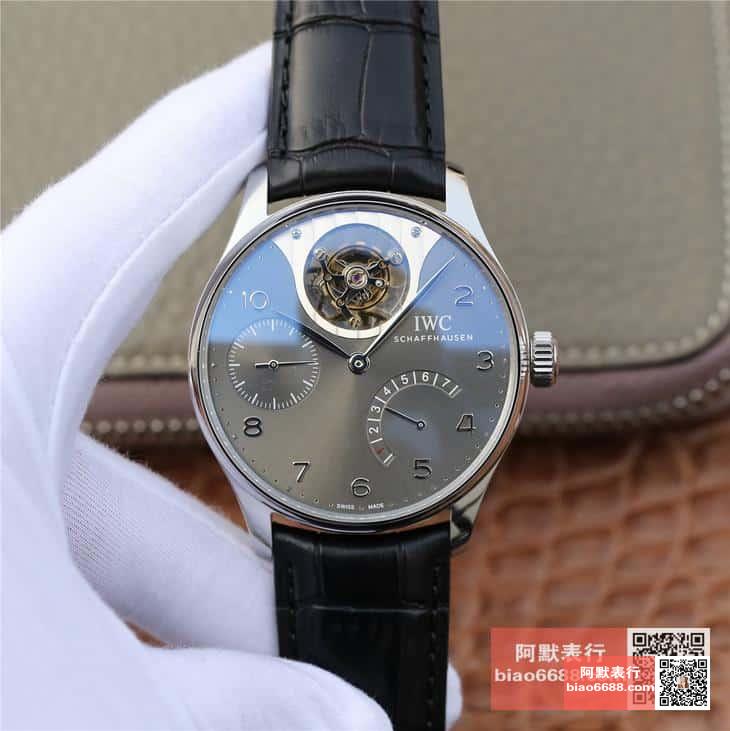 포르투기저 레트로그레이드 투르비옹 화이트 다이얼 레더 스트랩 / ZF IW504207 / 44mm / 크기 44mm , 스위스 ETA 자동 복잡 투르비용 무브먼트