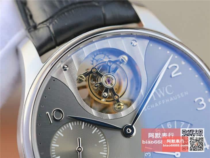 포르투기저 레트로그레이드 투르비옹 화이트 다이얼 레더 스트랩 / ZF IW504207 / 44mm / 크기 44mm , 스위스 ETA 자동 복잡 투르비용 무브먼트