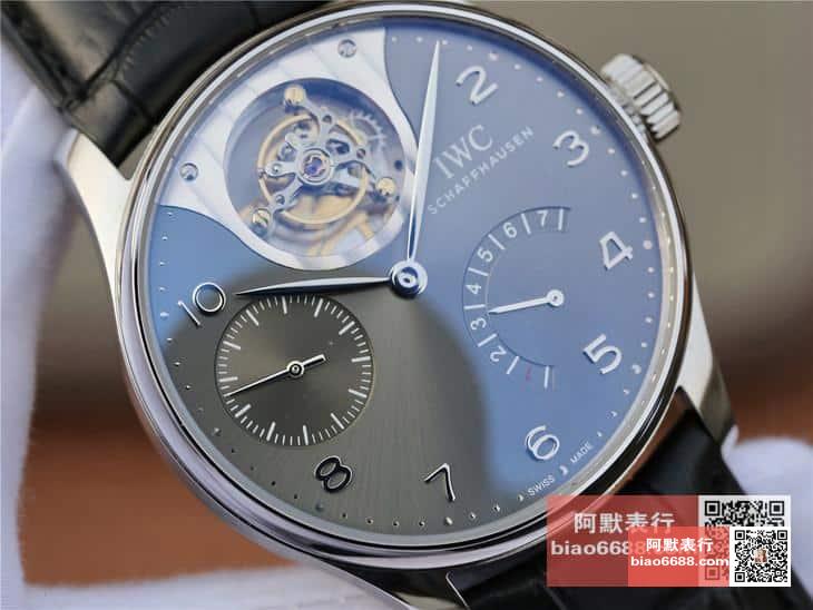 포르투기저 레트로그레이드 투르비옹 화이트 다이얼 레더 스트랩 / ZF IW504207 / 44mm / 크기 44mm , 스위스 ETA 자동 복잡 투르비용 무브먼트