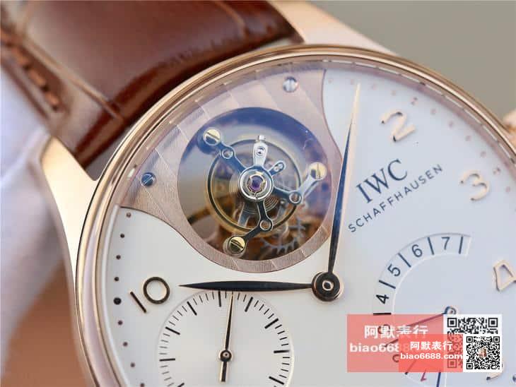 포르투기저 레트로그레이드 투르비옹 로즈골드 화이트 다이얼 레더 스트랩 / ZF IW504202 / 44mm / 크기 44mm , 스위스 ETA 자동 복잡 투르비용 무브먼트