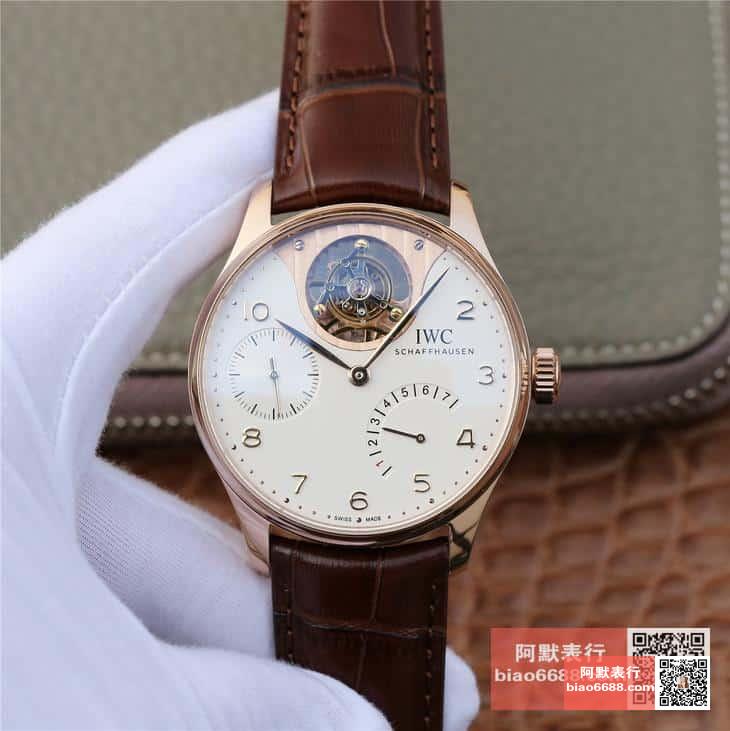 포르투기저 레트로그레이드 투르비옹 로즈골드 화이트 다이얼 레더 스트랩 / ZF IW504202 / 44mm / 크기 44mm , 스위스 ETA 자동 복잡 투르비용 무브먼트