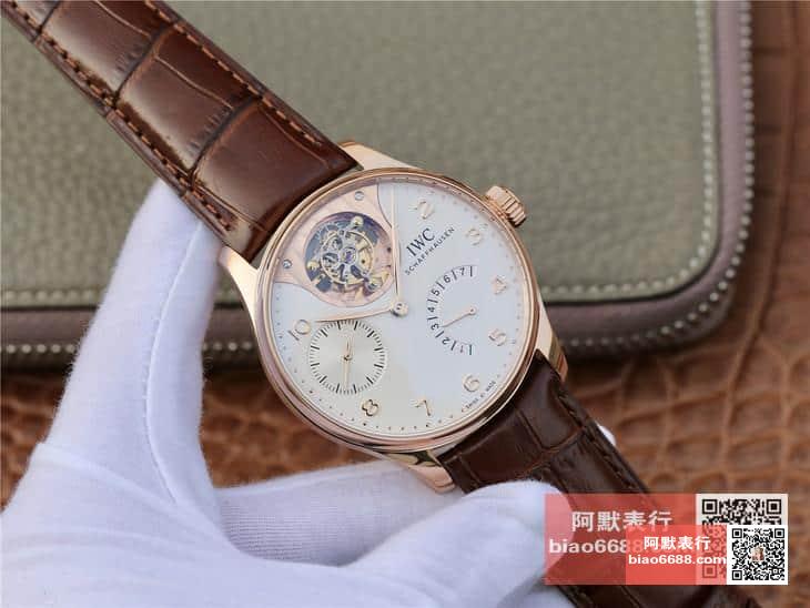 포르투기저 레트로그레이드 투르비옹 로즈골드 화이트 다이얼 레더 스트랩 / ZF IW504202 / 44mm / 크기 44mm , 스위스 ETA 자동 복잡 투르비용 무브먼트