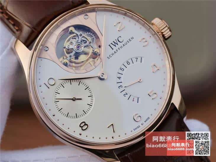 포르투기저 레트로그레이드 투르비옹 로즈골드 화이트 다이얼 레더 스트랩 / ZF IW504202 / 44mm / 크기 44mm , 스위스 ETA 자동 복잡 투르비용 무브먼트