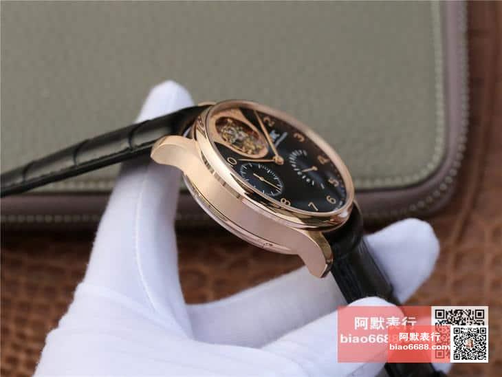 포르투기저 레트로그레이드 투르비옹 로즈골드 블랙 다이얼 레더 스트랩 / ZF IW504210 / 44mm / 크기 44mm , 스위스 ETA 자동 복잡 투르비용 무브먼트