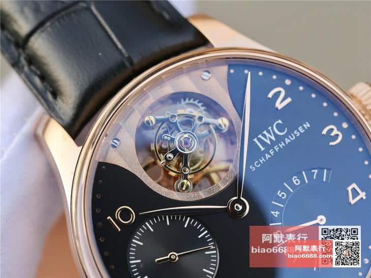포르투기저 레트로그레이드 투르비옹 로즈골드 블랙 다이얼 레더 스트랩 / ZF IW504210 / 44mm / 크기 44mm , 스위스 ETA 자동 복잡 투르비용 무브먼트