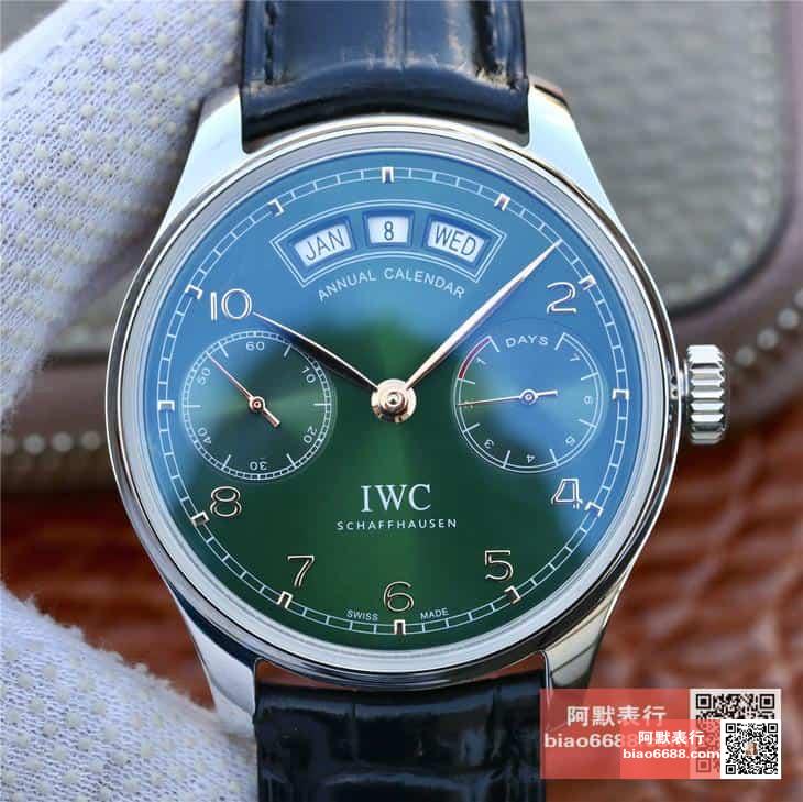 포르투기저 퍼페츄얼 캘린더 그린 다이얼 레더 스트랩 / YL IW503510 / 44mm / 크기 44mm 두께 14mm , cal 52850 무브먼트
