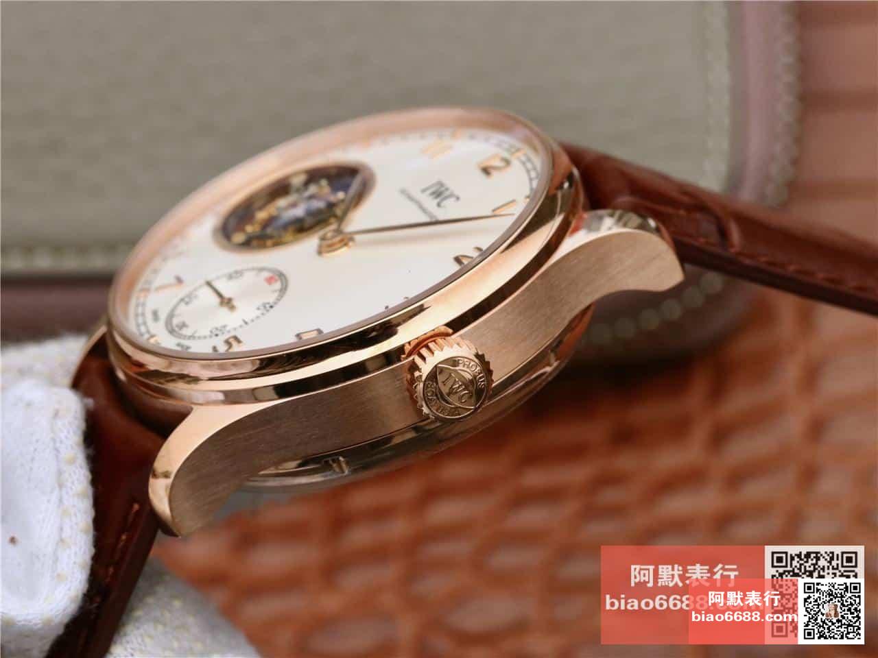 포르투기저 투르비옹 로즈골드 화이트 다이얼 레더 스트랩 / ZF IW5463 / 44mm / 크기 44mm 두께 15.5mm ,아시아 플라잉 투르비용 무브먼트