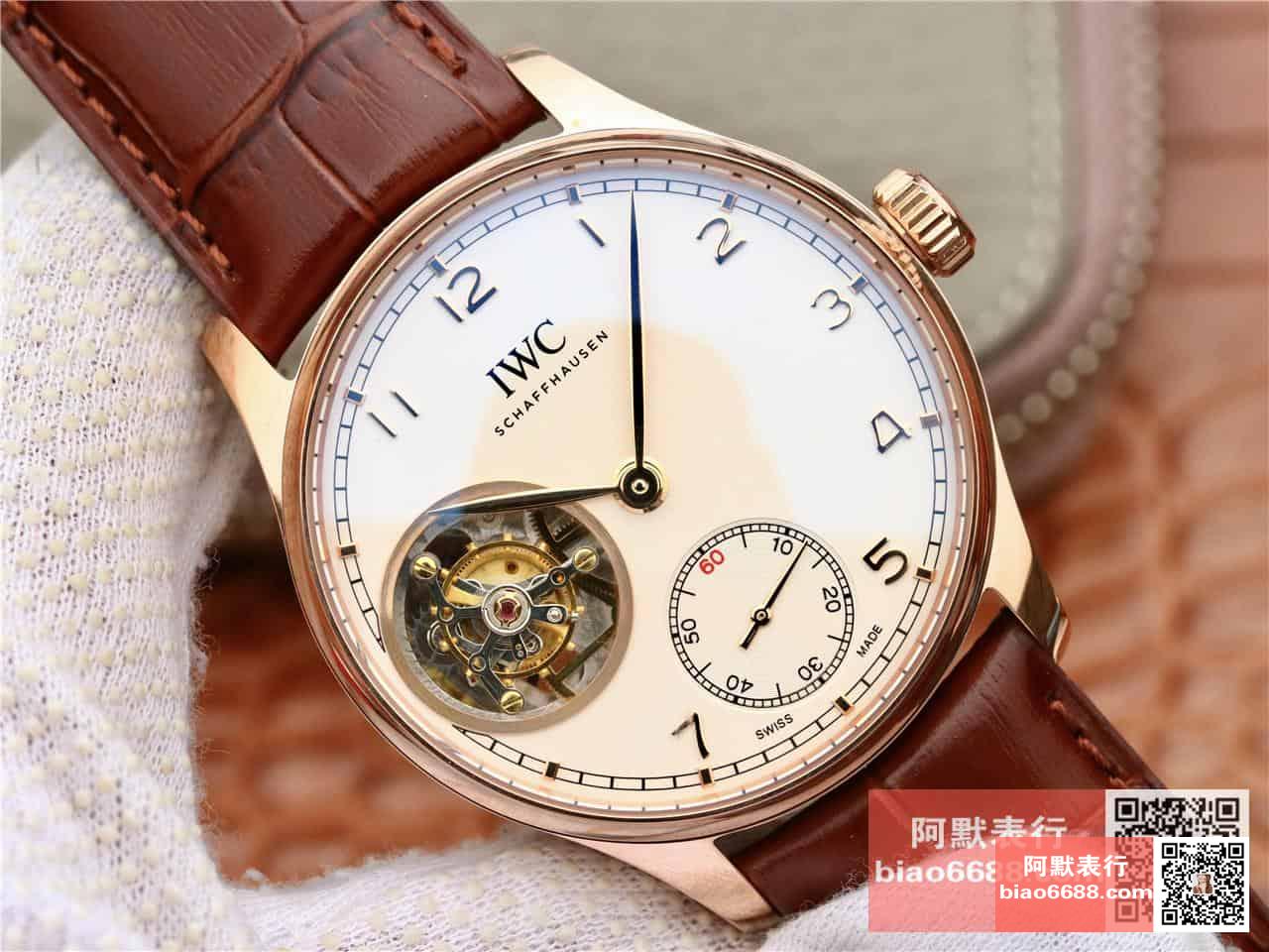 포르투기저 투르비옹 로즈골드 화이트 다이얼 레더 스트랩 / ZF IW5463 / 44mm / 크기 44mm 두께 15.5mm ,아시아 플라잉 투르비용 무브먼트