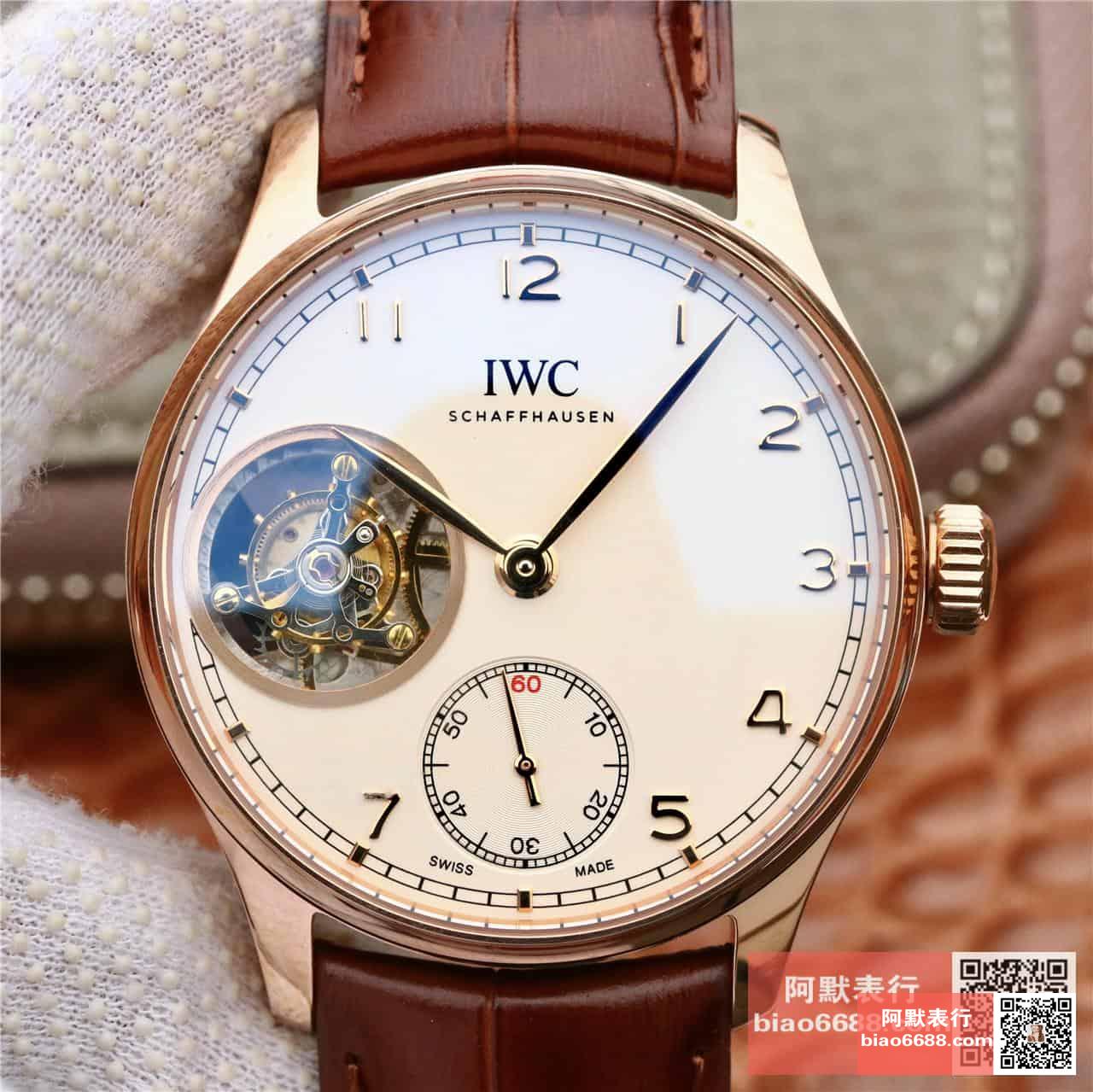 포르투기저 투르비옹 로즈골드 화이트 다이얼 레더 스트랩 / ZF IW5463 / 44mm / 크기 44mm 두께 15.5mm ,아시아 플라잉 투르비용 무브먼트