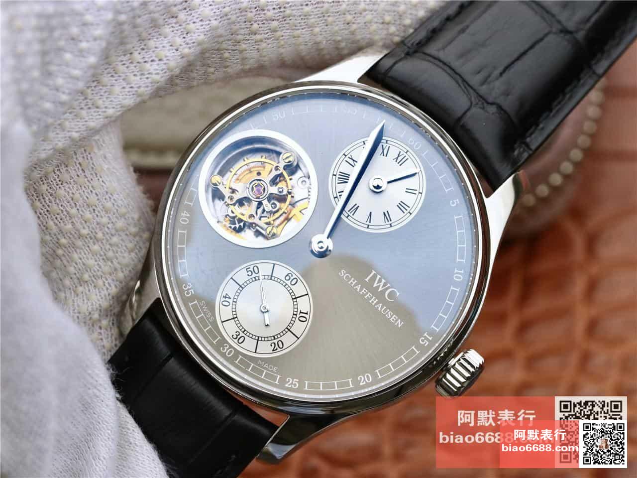 포르투기저 투르비옹 그레이/화이트 다이얼 레더 스트랩 / ZF IW5463 / 44mm / 크기 44mm 두께 15.5mm ,아시아 플라잉 투르비용 무브먼트