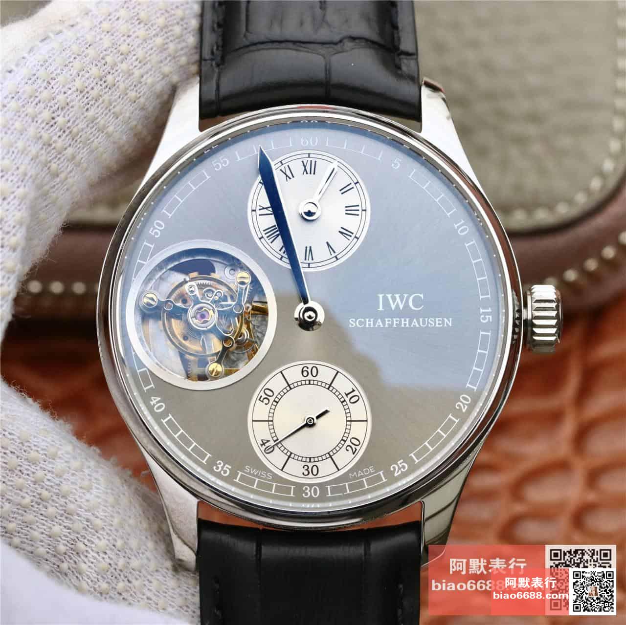 포르투기저 투르비옹 그레이/화이트 다이얼 레더 스트랩 / ZF IW5463 / 44mm / 크기 44mm 두께 15.5mm ,아시아 플라잉 투르비용 무브먼트