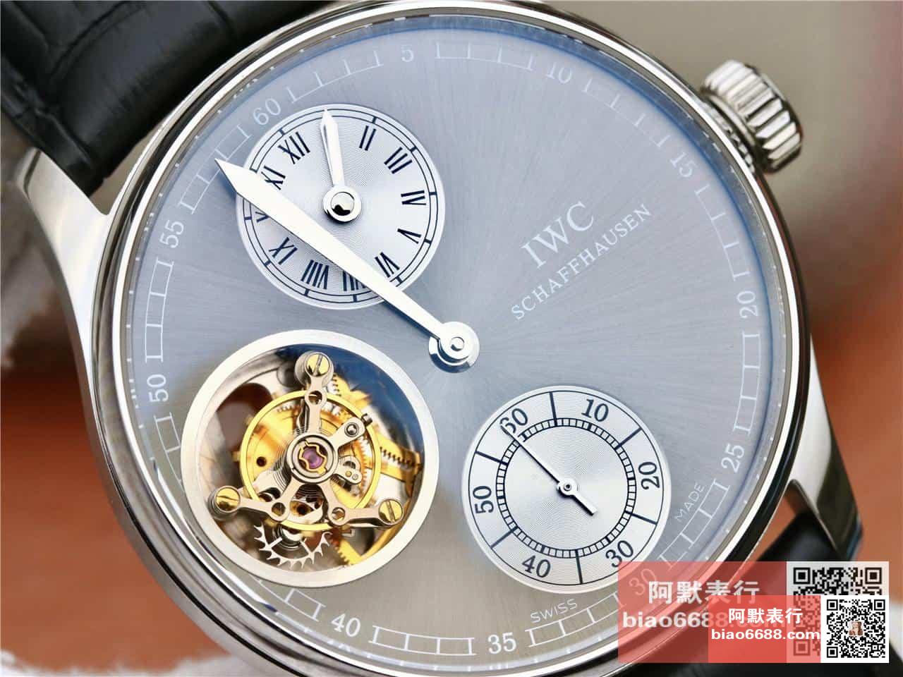 포르투기저 투르비옹 그레이/화이트 다이얼 레더 스트랩 / ZF IW5463 / 44mm / 크기 44mm 두께 15.5mm ,아시아 플라잉 투르비용 무브먼트
