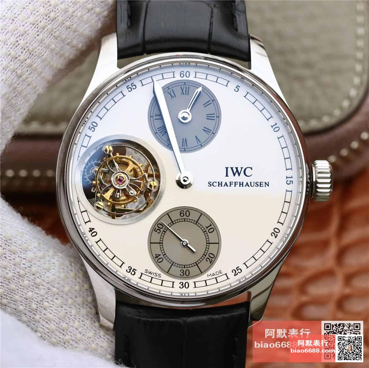 포르투기저 투르비옹 화이트/그레이 다이얼 레더 스트랩 / ZF IW5463 / 44mm / 크기 44mm 두께 15.5mm ,아시아 플라잉 투르비용 무브먼트