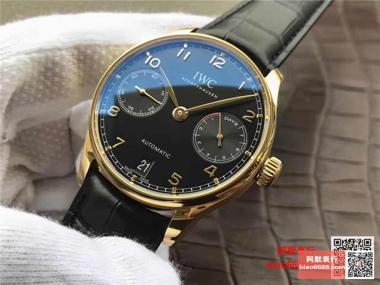 포르투기저 세븐데이즈 골드 블랙 다이얼 레더 스트랩 / ZF IW500101 / 42.3mm / 크기 42.3mm 두께 13.9mm Cal.51011 무브먼트