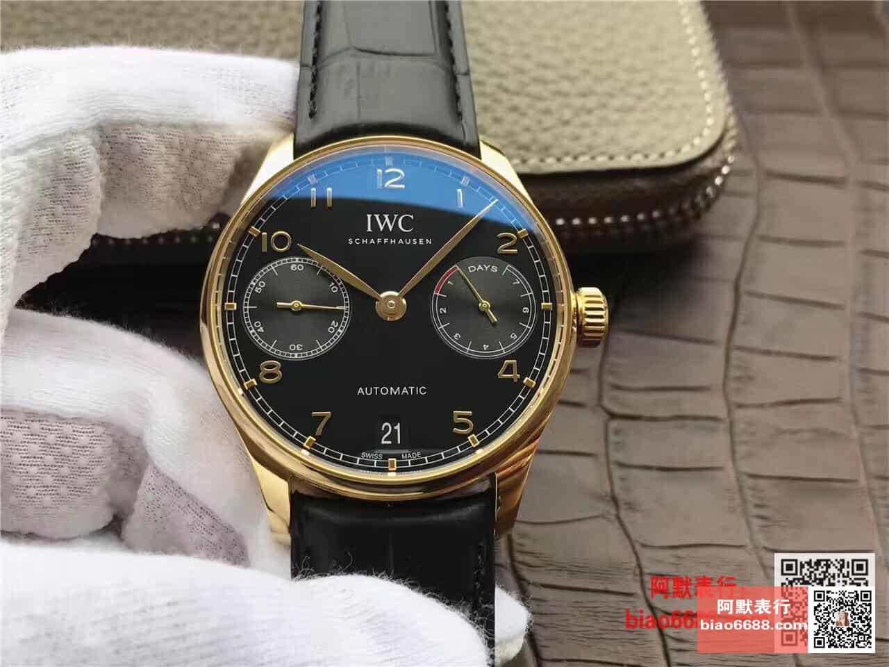 포르투기저 세븐데이즈 골드 블랙 다이얼 레더 스트랩 / ZF IW500101 / 42.3mm / 크기 42.3mm 두께 13.9mm Cal.51011 무브먼트