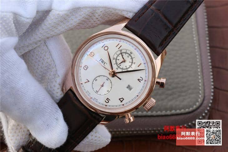 포르투기저 크로노그래프 클래식 로즈골드 화이트 다이얼 레더 스트랩 / YL IW390403 / 42mm / 크기 42mm 두께 14.5mm Cal.89361 무브