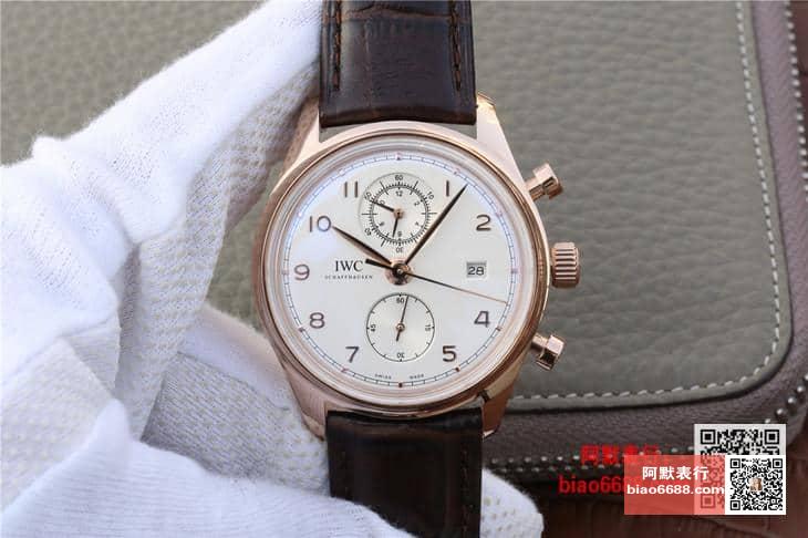 포르투기저 크로노그래프 클래식 로즈골드 화이트 다이얼 레더 스트랩 / YL IW390403 / 42mm / 크기 42mm 두께 14.5mm Cal.89361 무브