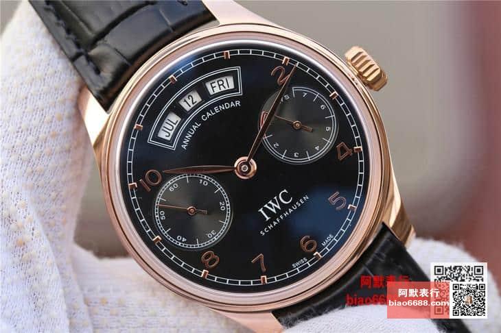 포르투기저 애뉴얼 캘린더 로즈골드 블랙 다이얼 레더 스트랩 / YL IW503504 / 42mm / Cal.52850 무브먼트