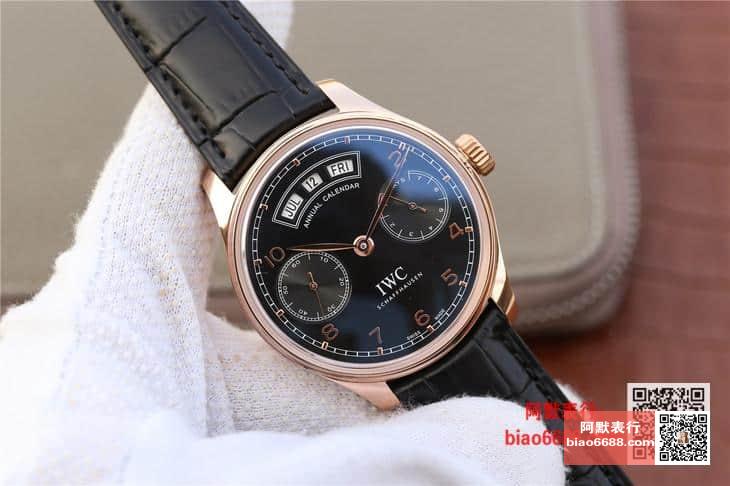 포르투기저 애뉴얼 캘린더 로즈골드 블랙 다이얼 레더 스트랩 / YL IW503504 / 42mm / Cal.52850 무브먼트