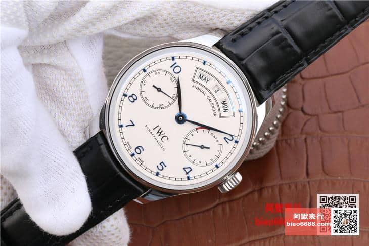 포르투기저 애뉴얼 캘린더 칼리버 화이트 다이얼 레더 스트랩 / YL IW503501 / 44.2mm / 크기 44.2mm 두께 15.3mm , IWC 52850 무브먼트