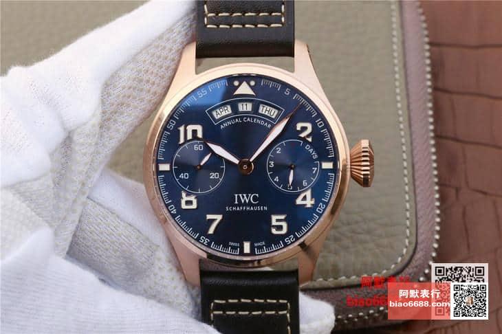 빅 파일럿 애뉴얼 캘린더 로즈골드 블루 다이얼 레더 스트랩 / YL IW502701 / 46mm / 크기 46mm 두께 15mm Cal.6611 무브먼트