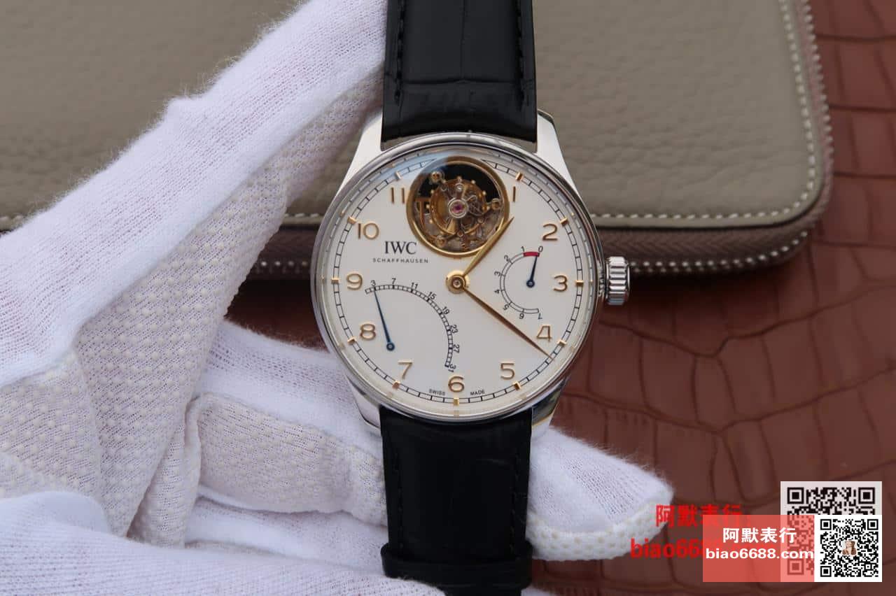 포르투기저 투르비옹 스틸 화이트/로즈골드 다이얼 레더 스트랩 / AZ IW504401 / 44.2mm / 크기 44.2mm 두께 15.5mm Cal.51900 무브
