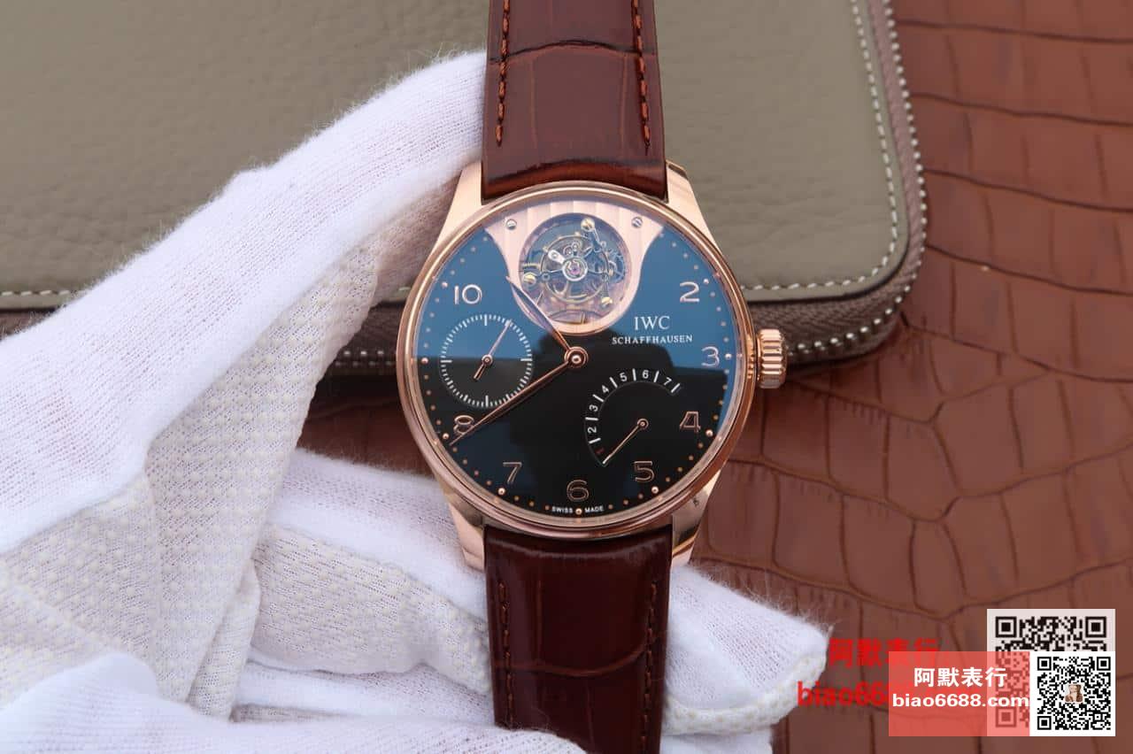포르투기저 투르비옹 미스테르 로즈골드 블랙 다이얼 레더 스트랩 / AZ IW504202 / 44.2mm / 크기 44.2mm 두께 15.5mm 투르비용 자동 기계식 무브먼트