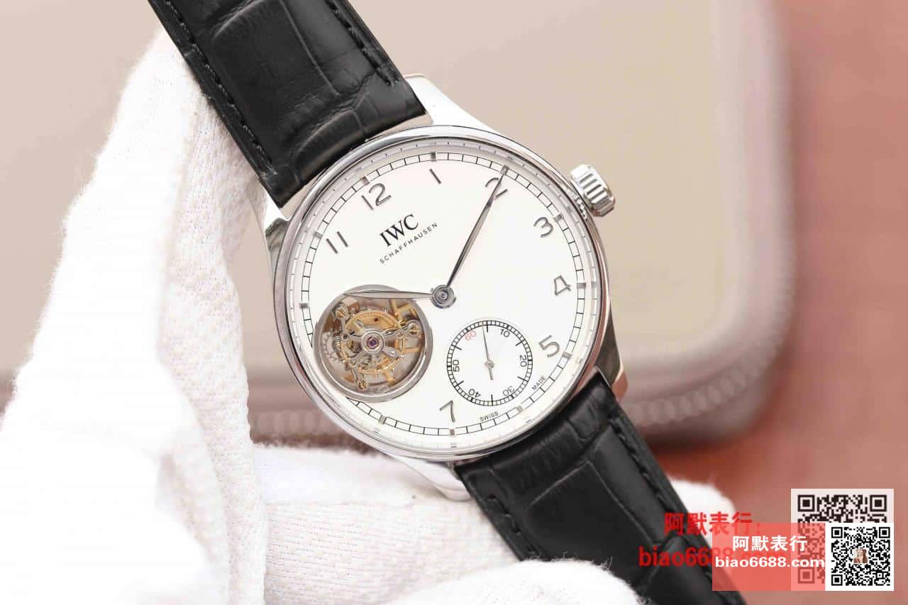 포르투기저 투르비옹 오토매틱 스틸 화이트 다이얼 레더 스트랩 / AZ IW504202 / 42mm / 크기 42mm Cal.5255 무브