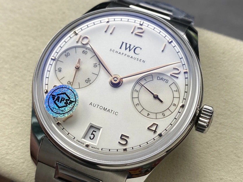 포르투기저 세븐데이즈 화이트골드 화이트 다이얼 SS 브레이슬릿 / APS IW501704 / 42mm / 아시아 맞춤형 52010 자동 무브먼트,정품 무브먼트와 동일한 기능