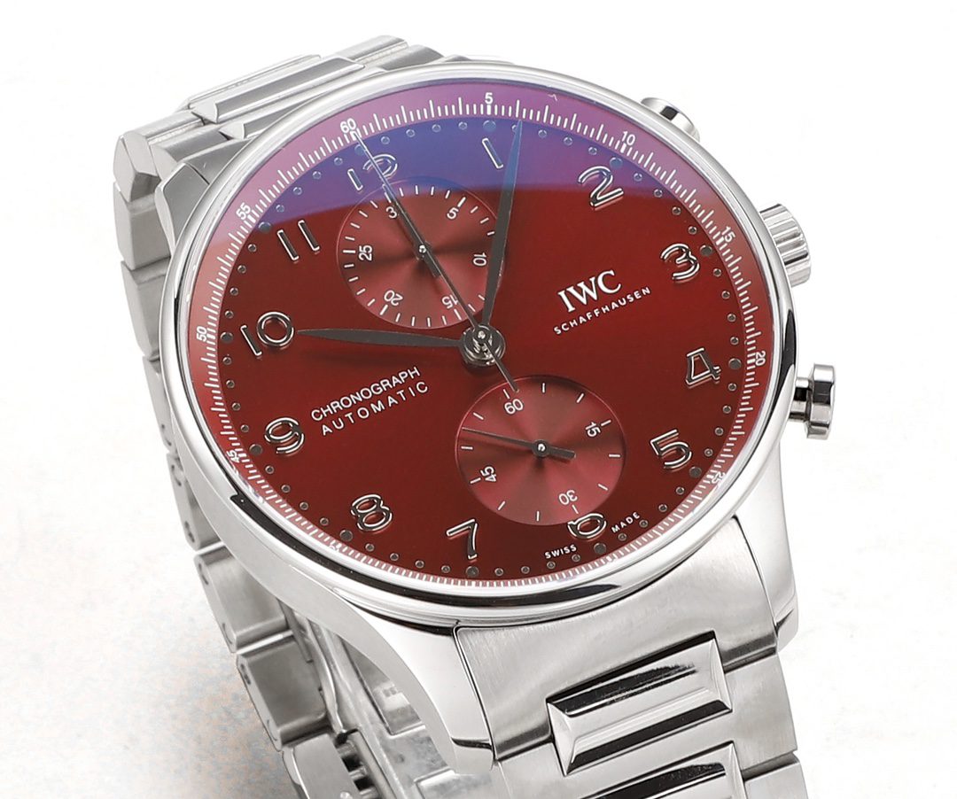 포르투기저 크로노그래프 버건디 다이얼 스틸 SS브레이슬릿 / V6S IW371616 / 40mm / 크기 40mm Cal.7750 무브