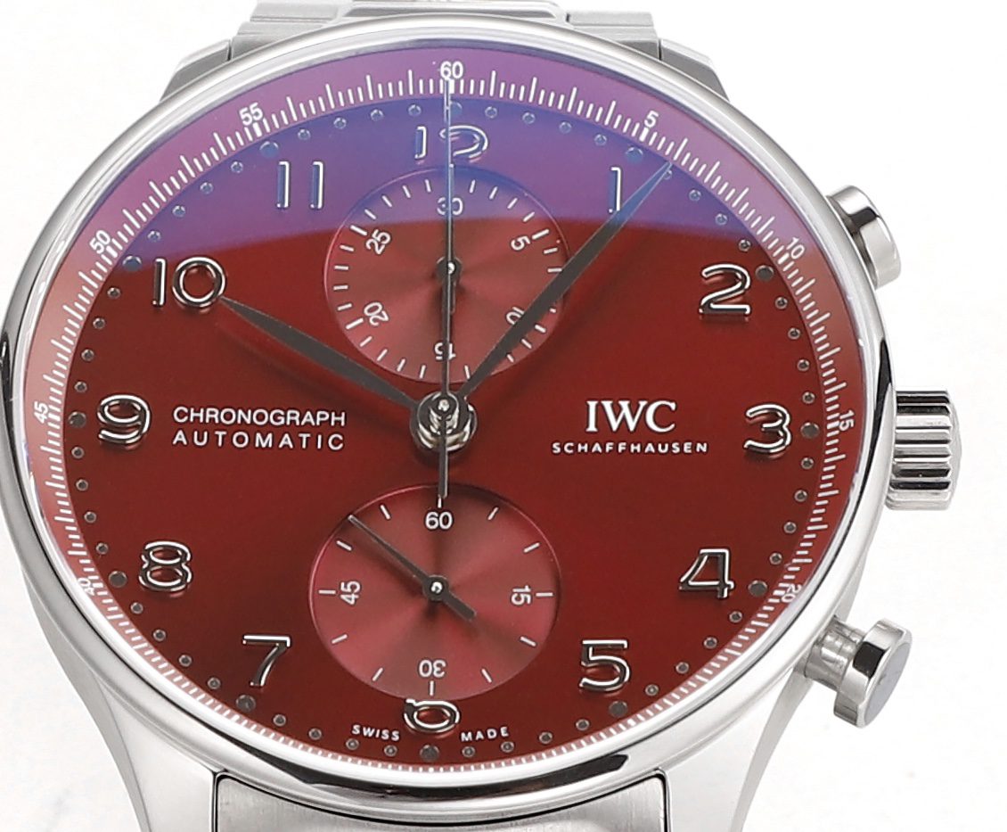 포르투기저 크로노그래프 버건디 다이얼 스틸 SS브레이슬릿 / V6S IW371616 / 40mm / 크기 40mm Cal.7750 무브