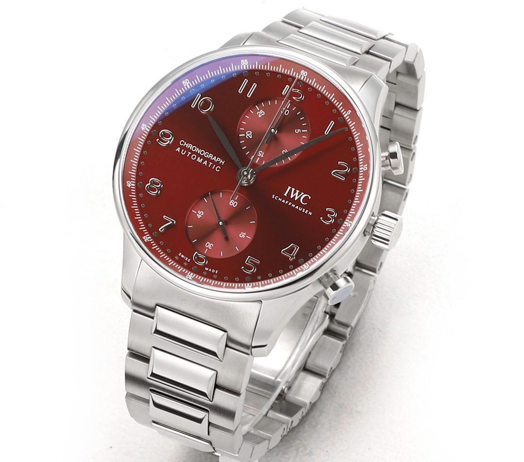 포르투기저 크로노그래프 버건디 다이얼 스틸 SS브레이슬릿 / V6S IW371616 / 40mm / 크기 40mm Cal.7750 무브