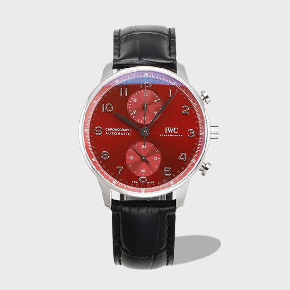 포르투기저 크로노그래프 버건디 다이얼 레더 스트랩 / V6S IW371616 / 40mm / 7750 크로노그래프 오토매틱 기계식 무브먼트