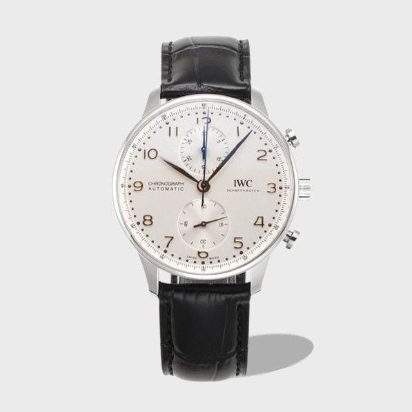 포르투기저 크로노그래프 화이트/로즈골드 다이얼 레더 스트랩 / V6S IW371605 / 40mm / 크기 40mm Cal.7750 무브