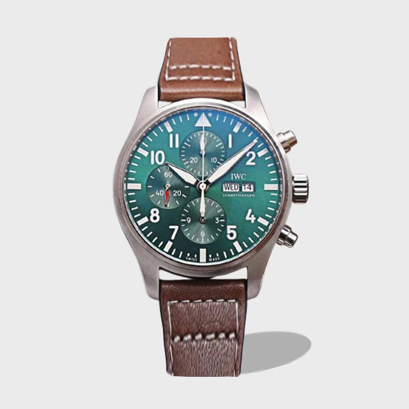 파일럿 크로노그래프 레이싱 그린 다이얼 레더 스트랩 / ZF IW377726 / 43mm / 크기 43mm 두께 15mm Cal.7750 무브