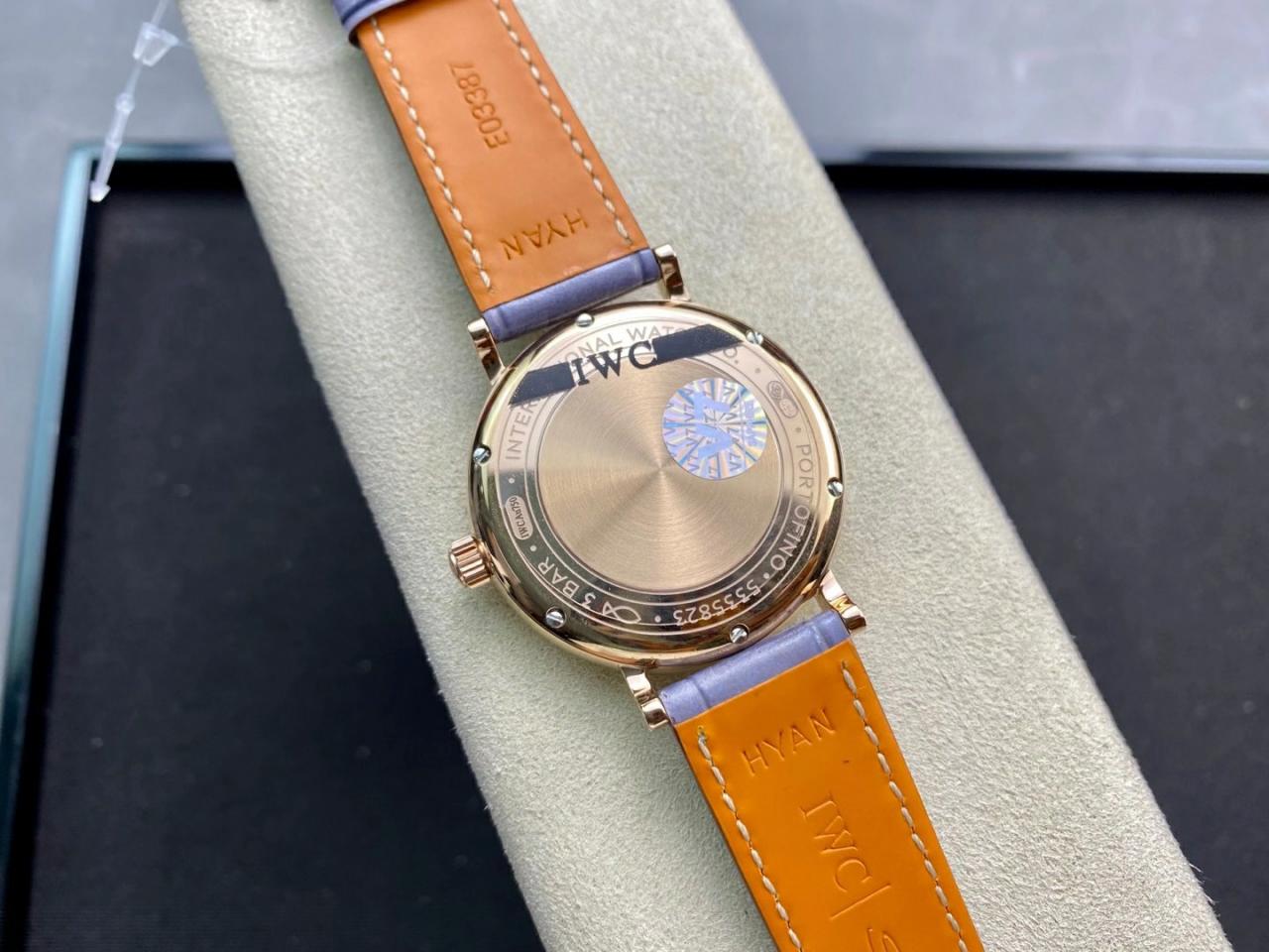 포르토피노 레이디 다이아베젤 로즈골드 그레이 다이얼 레더 스트랩 / V7 IW458107 / 37mm / 크기 37mm Cal.2892 무브