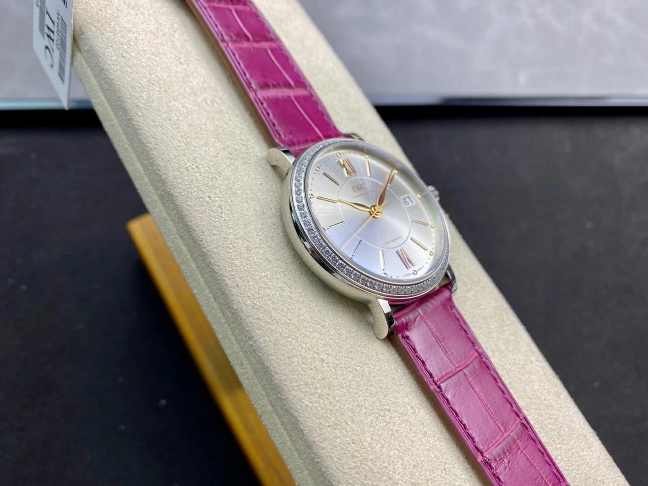 포르토피노 레이디 다이아베젤 실버 그레이 다이얼 레더 스트랩 / V7 IW458112 / 37mm / 크기 37mm Cal.2892 무브