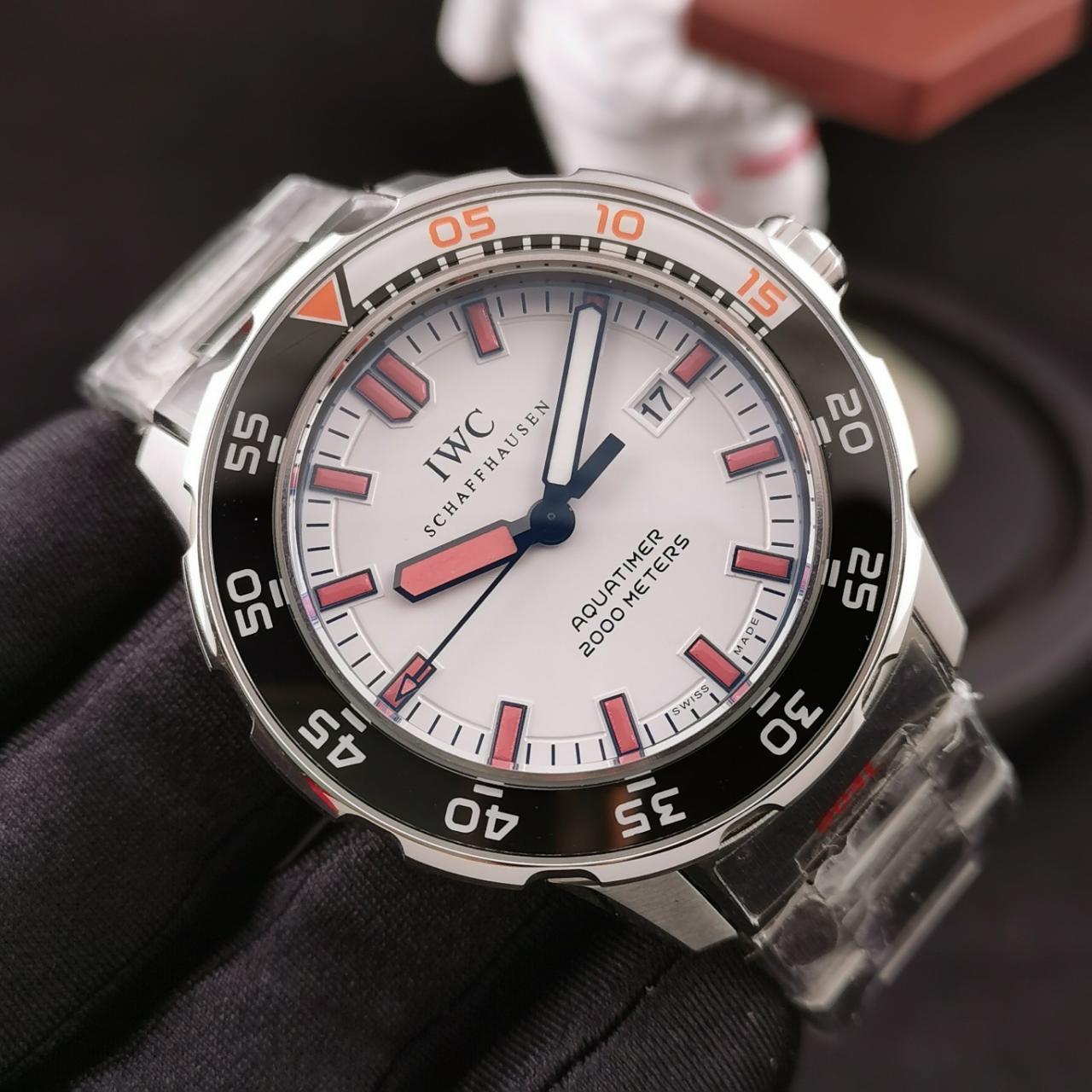 아쿠아타이머 스틸 화이트/오렌지 다이얼 SS 브레이슬릿 / IWS IW356807 / 44mm / 크기 44mm Cal.2892 무브