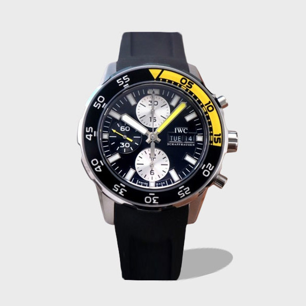 아쿠아타이머 마린 크로노그래프 블랙 다이얼 44mm 러버 스트랩 / IWS IW376709 / 44mm / 크기 44mm Cal.7750 무브