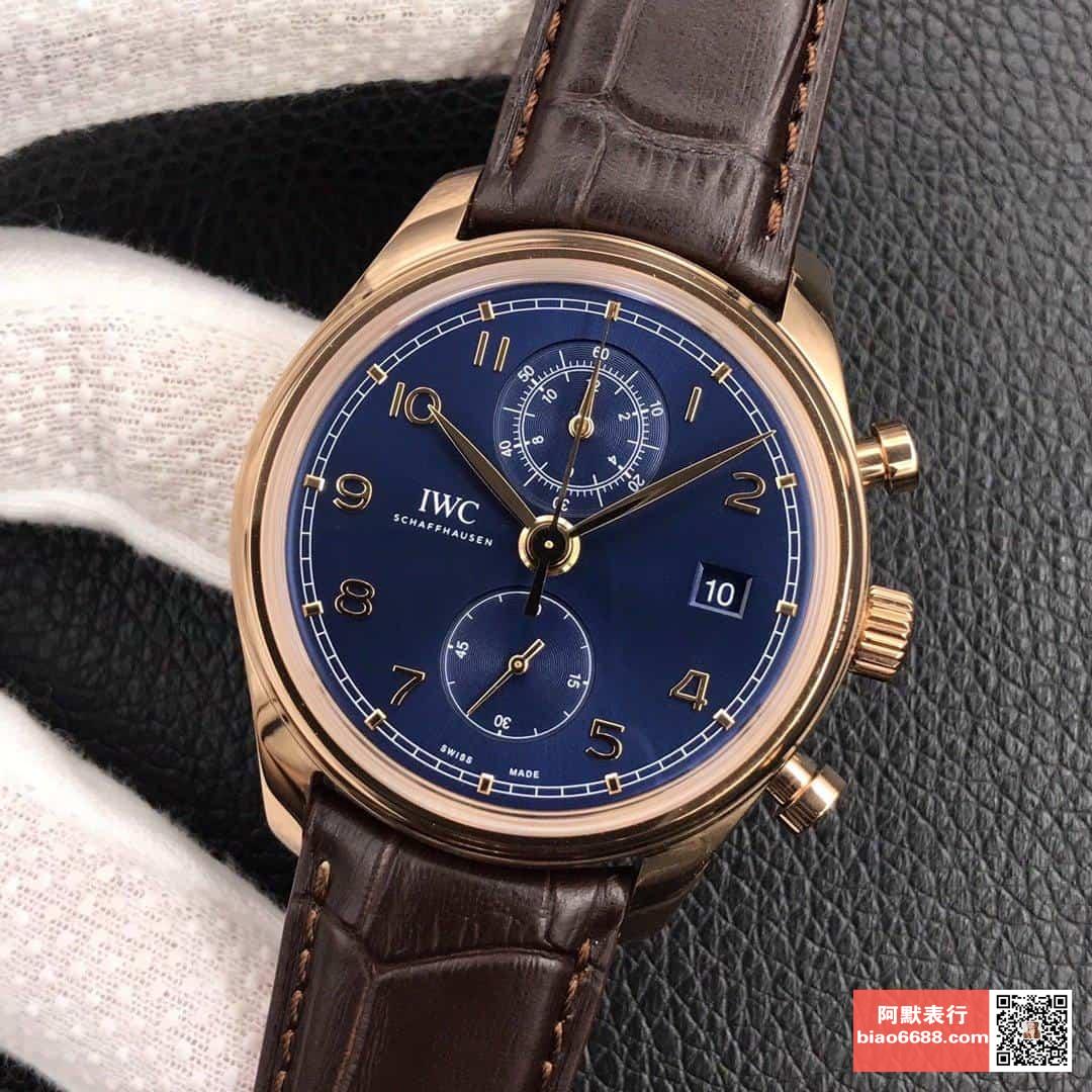 포르투기저 크로노그래프 클래식 로즈골드 블루다이얼 레더 스트랩 / ZF IW390301 / 42mm / 크기 42mm 두께 13.5mm Cal.89361 무브