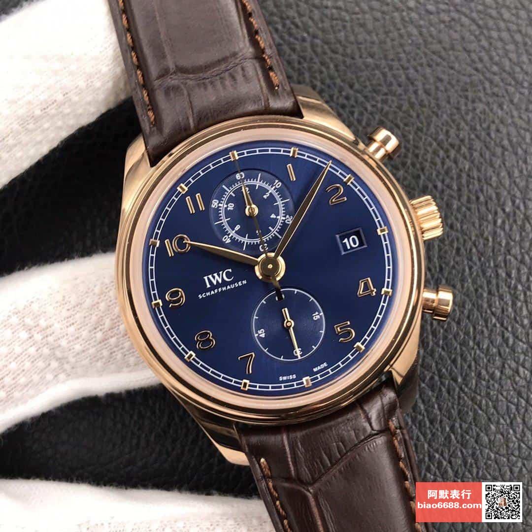 포르투기저 크로노그래프 클래식 로즈골드 블루다이얼 레더 스트랩 / ZF IW390301 / 42mm / 크기 42mm 두께 13.5mm Cal.89361 무브